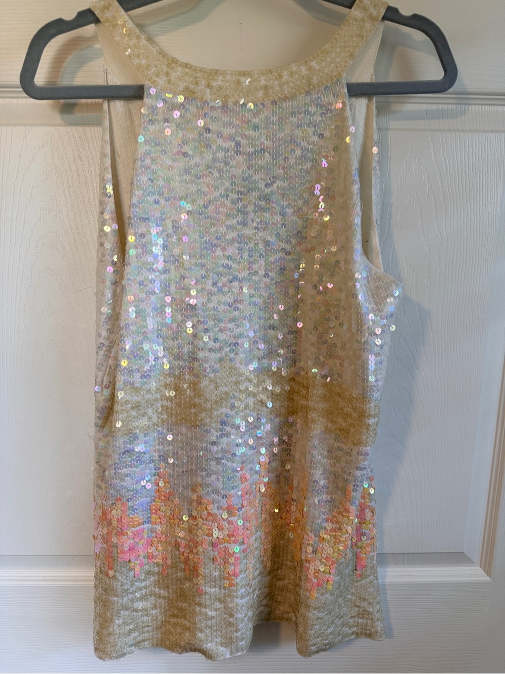 Michael Simon Champagne Iridescent Sequin Tank